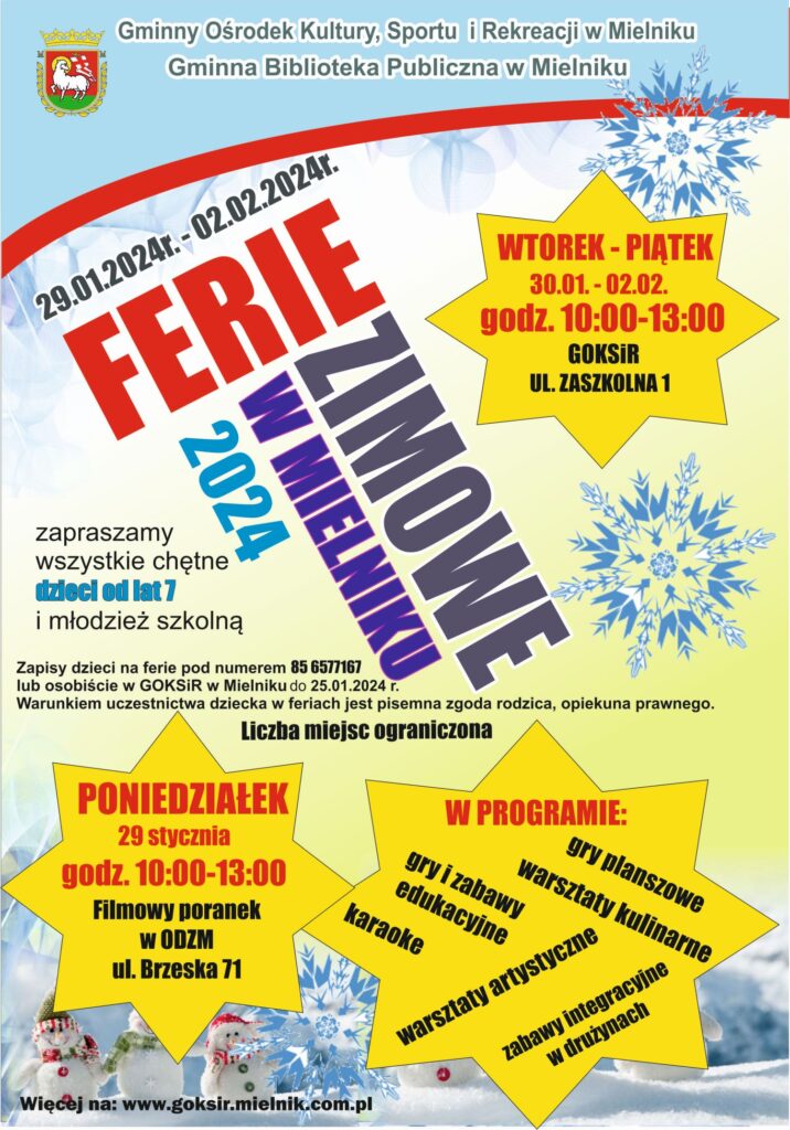 plakat ferie zimowe